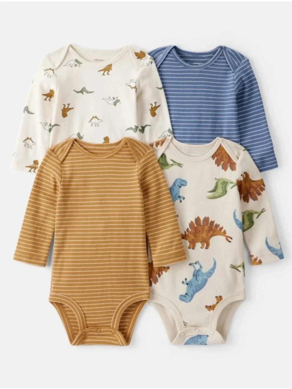 NWT Carter's Baby Boy 18 months 4-Pack Dinosaur Print Long-Sleeve Bodysuits